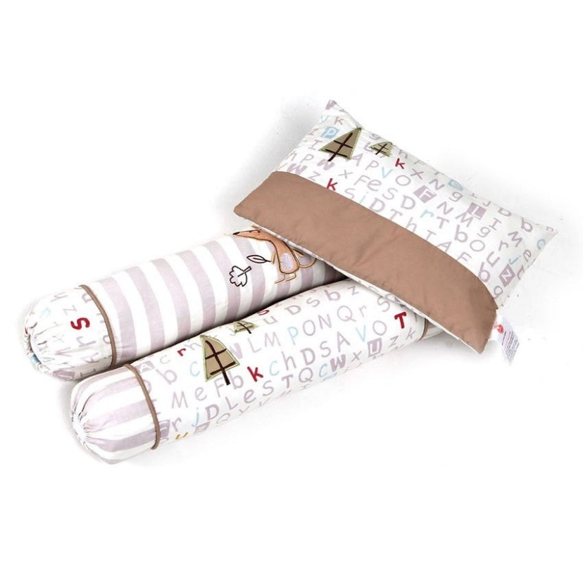 Akeeva AK-439 Crib Comforter and Bumper Pad with Bedsheet 6-piece Set (Beige) 28x41