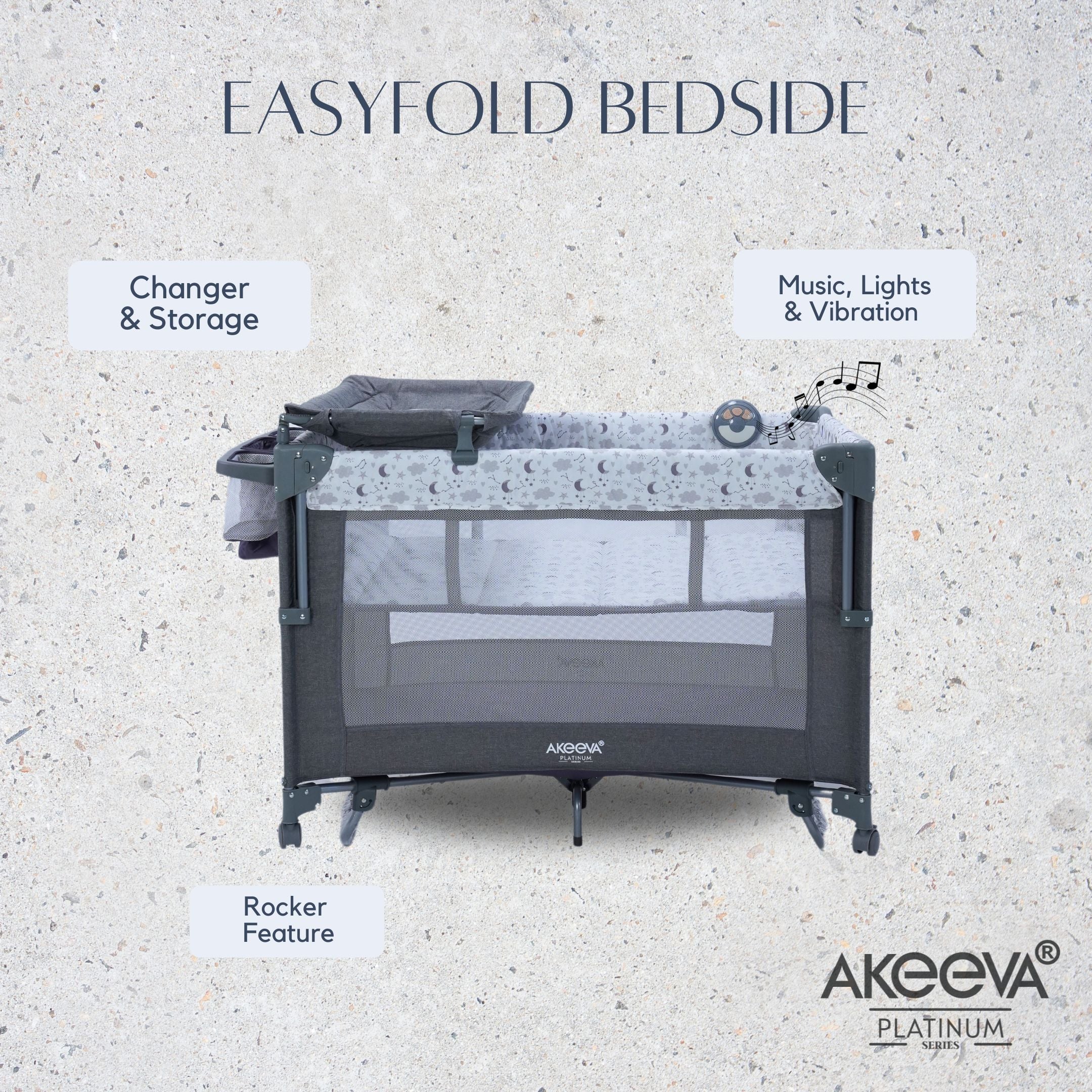 Akeeva Luxury Easyfold CO-SLEEPER Playpen w/changer (Easyfold Sidebed)