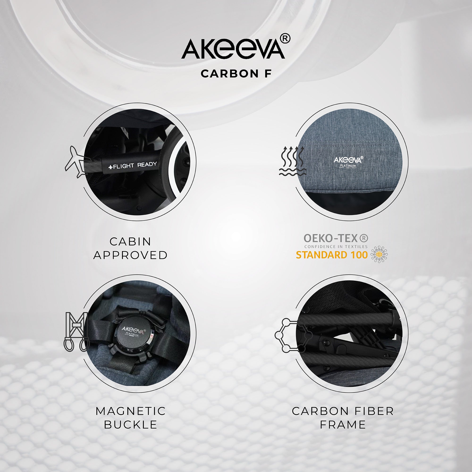Akeeva Carbon Fiber Stroller (Carbon-F) Cabin Sized