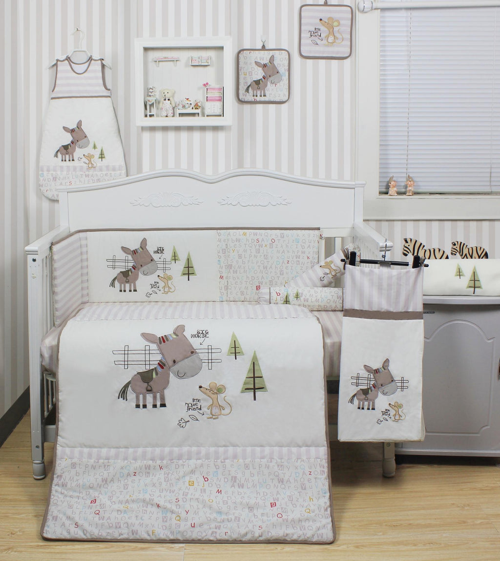 Akeeva AK-439 Crib Comforter and Bumper Pad with Bedsheet 6-piece Set (Beige) 28x41