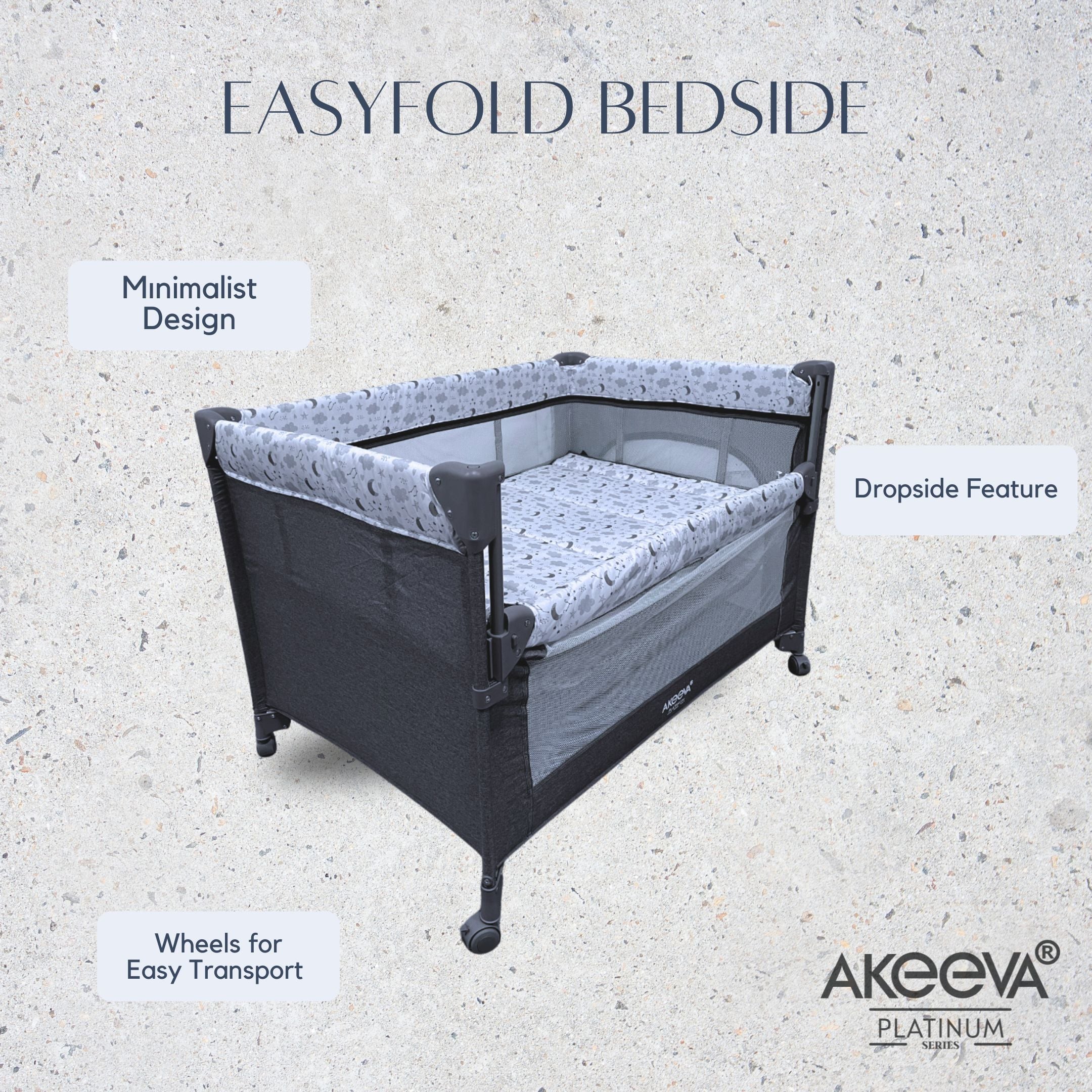 Akeeva Luxury Easyfold CO-SLEEPER Playpen w/changer (Easyfold Sidebed)