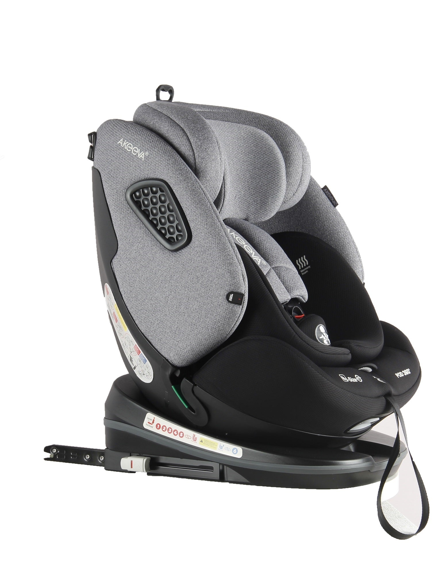 Akeeva 360 Rotate Isofix Carseat w/latch and Cocoon Protection (POD 360) w/ICC