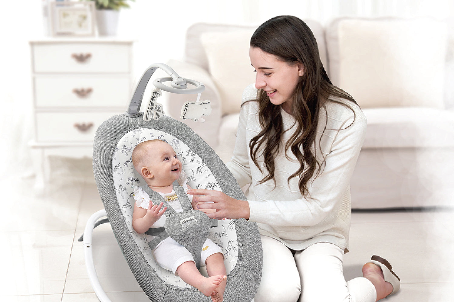 Akeeva FOLDABLE Reclinable Newborn to Toddler Rocker Extra Big Size with music and vibrate (FUTTON)