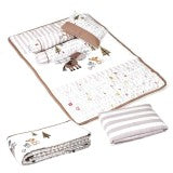 Akeeva AK-439 Crib Comforter and Bumper Pad with Bedsheet 6-piece Set (Beige) 28x52