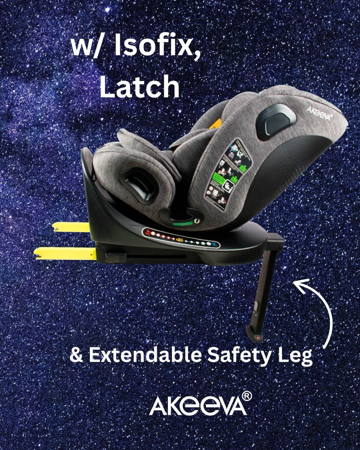 Akeeva 360 Rotate Isofix Carseat w/latch and Leg Support (APOLLO 360) w/ICC.