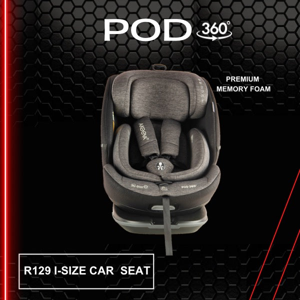 Akeeva 360 Rotate Isofix Carseat w/latch and Cocoon Protection (POD 360) w/ICC
